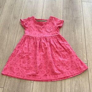 Mini Boden Pink Strawberry Short Sleeve Dress with pockets 4-5Y